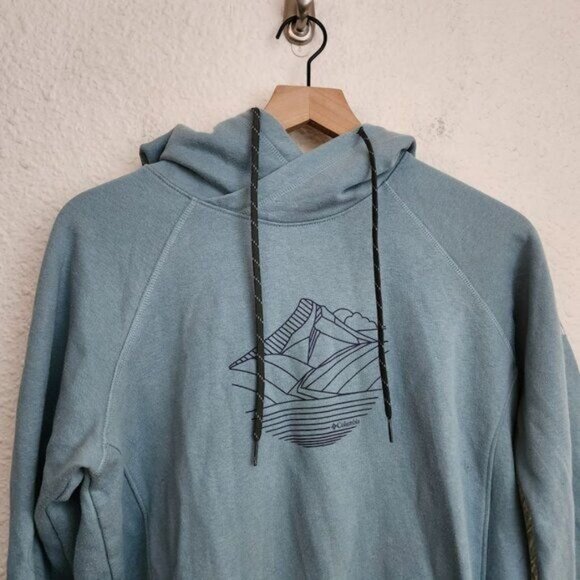 Columbia Mountain Graphic Printed Hoodie in Light Blue Women's Size Medium - Picture 2 of 7